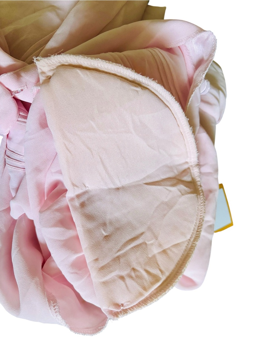 Sheer Vintage Sz 12 Light Pink Button-Front Puff Sleeve Embroidered Blouse - Picture 10 of 12